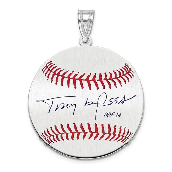 Sterling Silver Tony La Russa Signature MD Enamel Baseball Pendant